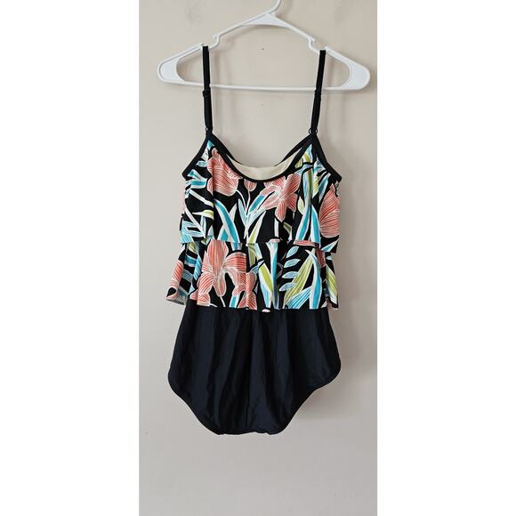 Maxine of Hollywood Floral Print One Piece Swimsuit Bathing Suit Size 12 Women - Picture 6 of 11